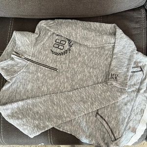 Pink VS half zip with raw hem